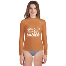 Youth Girls Martial Arts Rash Guard – Classic BJJ Long Sleeve Wear – Raw Sienna