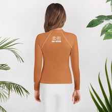 Youth Girls Martial Arts Rash Guard – Classic BJJ Long Sleeve Wear – Raw Sienna