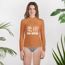 Youth Girls Martial Arts Rash Guard – Classic BJJ Long Sleeve Wear – Raw Sienna