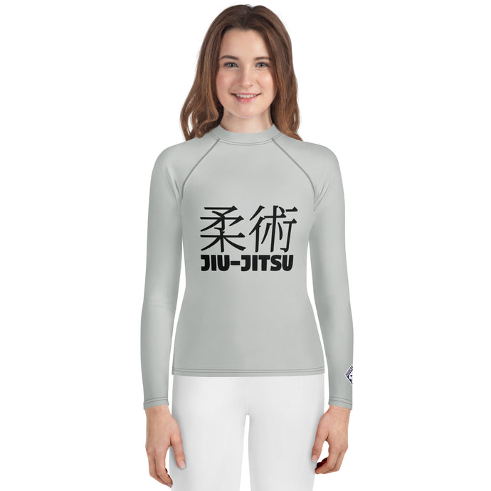Youth Girls No-Gi BJJ Rash Guard – Classic Long Sleeve Style – Smoke