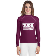Youth Girls Premium Judo Rash Guard – Long Sleeve Athletic Training Shirt - Tyrian Purple Exclusive Girls Judo Long Sleeve Rash Guard Youth