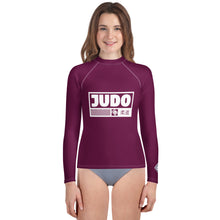 Youth Girls Premium Judo Rash Guard – Long Sleeve Athletic Training Shirt - Tyrian Purple Exclusive Girls Judo Long Sleeve Rash Guard Youth