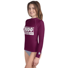 Youth Girls Premium Judo Rash Guard – Long Sleeve Athletic Training Shirt - Tyrian Purple Exclusive Girls Judo Long Sleeve Rash Guard Youth