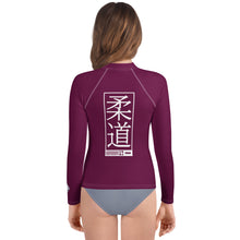 Youth Girls Premium Judo Rash Guard – Long Sleeve Athletic Training Shirt - Tyrian Purple Exclusive Girls Judo Long Sleeve Rash Guard Youth