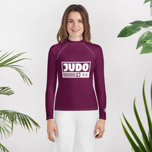 Youth Girls Premium Judo Rash Guard – Long Sleeve Athletic Training Shirt - Tyrian Purple Exclusive Girls Judo Long Sleeve Rash Guard Youth