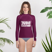 Youth Girls Premium Judo Rash Guard – Long Sleeve Athletic Training Shirt - Tyrian Purple Exclusive Girls Judo Long Sleeve Rash Guard Youth