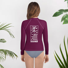 Youth Girls Premium Judo Rash Guard – Long Sleeve Athletic Training Shirt - Tyrian Purple Exclusive Girls Judo Long Sleeve Rash Guard Youth