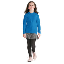 Youth Girls Rash Guard – Long Sleeve Solid Color for Sports & Swim – Azul