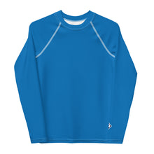 Youth Girls Rash Guard – Long Sleeve Solid Color for Sports & Swim – Azul