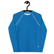 Youth Girls Rash Guard – Long Sleeve Solid Color for Sports & Swim – Azul