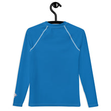 Youth Girls Rash Guard – Long Sleeve Solid Color for Sports & Swim – Azul