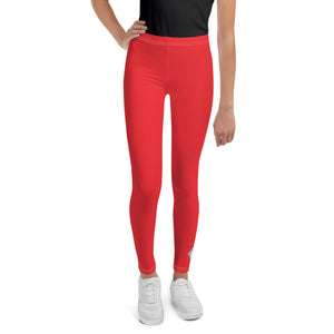 Youth Girls Solid Color Leggings – Soft, Stretchy & Stylish - Scarlet