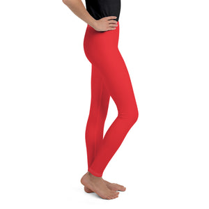Youth Girls Solid Color Leggings – Soft, Stretchy & Stylish - Scarlet
