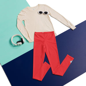 Youth Girls Solid Color Leggings – Soft, Stretchy & Stylish - Scarlet