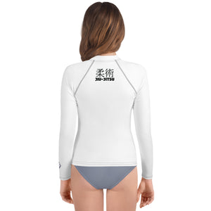 Youth Girls Training Rash Guard – Classic Long Sleeve Jiu-Jitsu Shirt – Snow