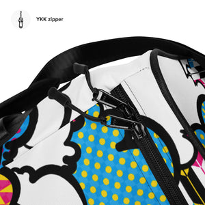 Eye-Catching CMYK Graffiti Clouds Sports Duffle Bag for Gym and Travel - Soldier Complex