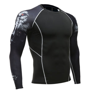 Lone Wolf Long Sleeve No Gi BJJ Compression Rash Guard for Jiu Jitsu, MMA, Grappling and Wrestling Long Sleeve Rash Guard