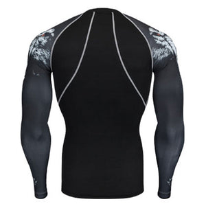 Lone Wolf Long Sleeve No Gi BJJ Compression Rash Guard for Jiu Jitsu, MMA, Grappling and Wrestling Long Sleeve Rash Guard