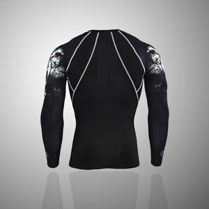 Lone Wolf Long Sleeve No Gi BJJ Compression Rash Guard & Leggings/Spats for Jiu Jitsu, MMA, Grappling and Wrestling Kit Kit Leggings Long Sleeve Rash Guard Spats