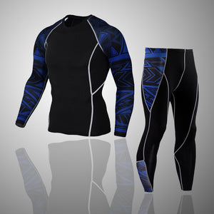 Azure Abstract 2 Long Sleeve No Gi BJJ Compression Rash Guard & Leggings/Spats for Jiu Jitsu, MMA, Grappling & Wrestling Kit Kit Leggings Long Sleeve Rash Guard Spats