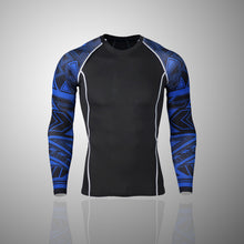 Azure Abstract 2 Long Sleeve No Gi BJJ Compression Rash Guard & Leggings/Spats for Jiu Jitsu, MMA, Grappling & Wrestling Kit Kit Leggings Long Sleeve Rash Guard Spats