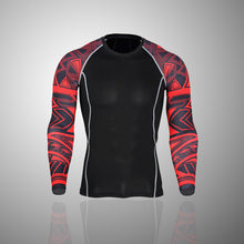 Crimson Abstract Long Sleeve No Gi BJJ Compression Rash Guard & Leggings/Spats for Jiu Jitsu, MMA, Grappling and Wrestling Kit Kit Leggings Long Sleeve Rash Guard Spats