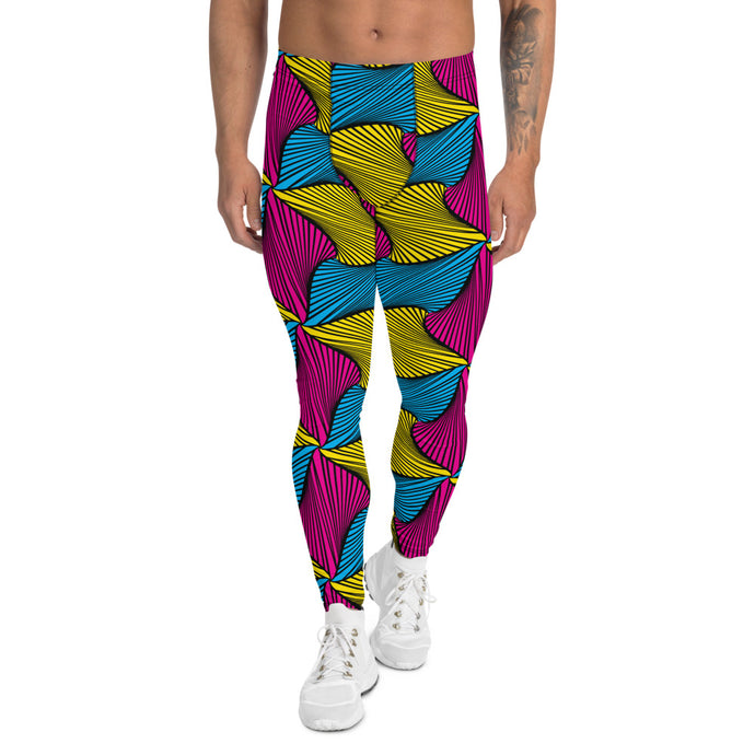 Men's Ankara Wax Print Athletic Leggings for Running, Gym, Jiu-Jitsu and MMA African Print Ankara Exclusive Leggings Mens Running Spats trousers