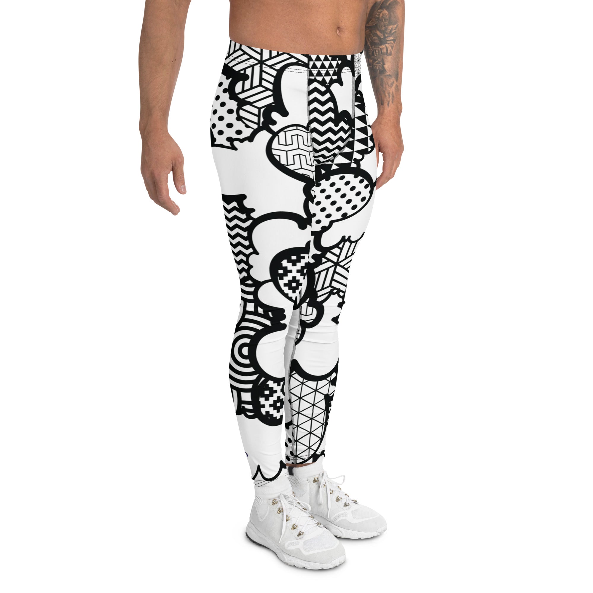 skyld udtrykkeligt Låne Men's Black and White Graffiti Clouds Pattern Athletic Leggings for Ru –  Soldier Complex