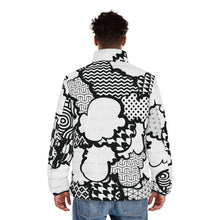 Men's Black and White Graffiti Clouds Puffer Jacket 001 - Soldier Complex