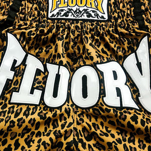 Leopard Print Muay Thai Shorts - Floury - Unisex Kick Boxing Kickboxing Mens Muay Thai Striking Unisex Womens