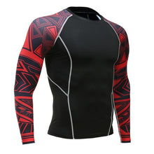 Crimson Abstract Long Sleeve No Gi BJJ Compression Rash Guard for Jiu Jitsu, MMA, Grappling and Wrestling Long Sleeve Rash Guard