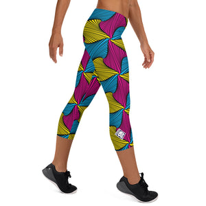 Women's Ankara Wax Print Capri Yoga Pants Workout Leggings For Jiu Jitsu 001 - Soldier Complex