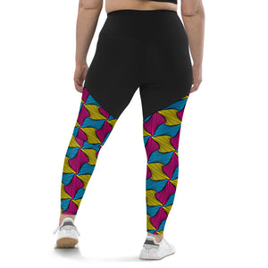 Women's Two Tone Ankara Wax Print High Waist Yoga Pants Workout Leggings For Jiu Jitsu, MMA, No Gi & Wrestling 001 - Soldier Complex