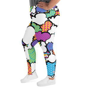 Women's CMYK Graffiti Clouds Plus Size Yoga Pants Workout Leggings For Jiu Jitsu 001 - Soldier Complex