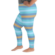 Women's High Waist Plus Size Striped Jersey Shore Leggings Yoga Pants - Soldier Complex