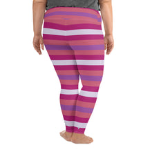 Women's High Waist Plus Size Striped Mulberry Leggings Yoga Pants - Soldier Complex