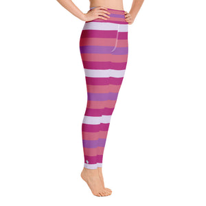 Women's High Waist Striped Mulberry Leggings Tights - Soldier Complex